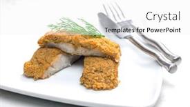  Presentation with lumpia spring rolls fried - Presentation theme having carp-fried-in-breadcrumbs-crust background and a white colored foreground