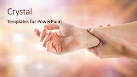  Presentation with carpal tunnel - Slide set consisting of carpal tunnel syndrome - digital composite of hand restraining background and a lemonade colored foreground