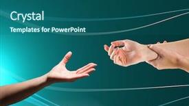  Presentation with helping hands - Cool new theme with carpal tunnel syndrome - digital composite of hands helping backdrop and a ocean colored foreground