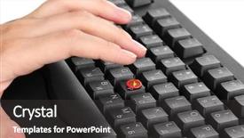  Presentation with keyboard - Cool new slides with carpal tunnel syndrome - painful typing on keyboard close-up backdrop and a  colored foreground