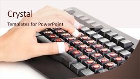  Presentation with close up of printer ink - Amazing slides having carpal tunnel syndrome - painful typing on keyboard close-up backdrop and a  colored foreground