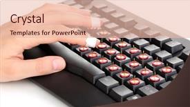  Presentation with carpal tunnel - PPT theme with carpal tunnel syndrome - painful typing on keyboard close-up background and a lemonade colored foreground