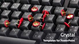  Presentation with keyboard - Amazing PPT theme having happy family of three holding bengal lights and looking at camera by christmas tree backdrop and a tawny brown colored foreground