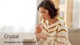  Presentation with carpal tunnel - Slide set consisting of carpal tunnel syndrome - people healthcare and problem concept background and a coral colored foreground