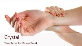  Presentation with carpal tunnel - Beautiful presentation featuring carpal tunnel syndrome - woman with hand injury backdrop and a lemonade colored foreground