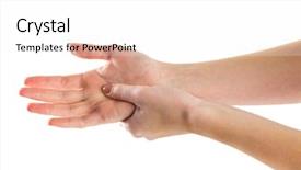  Presentation with carpal tunnel - Slides enhanced with carpal tunnel syndrome - woman with hand injury background and a white colored foreground