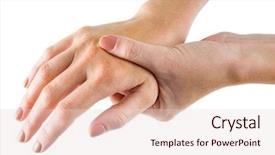  Presentation with carpal tunnel - Beautiful PPT theme featuring carpal tunnel syndrome - woman with hand injury backdrop and a lemonade colored foreground