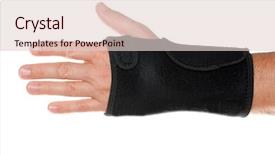  Presentation with carpal tunnel - PPT theme featuring carpal tunnel syndrome - wrist support with hand isolated background and a  colored foreground