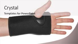  Presentation with carpal tunnel - Colorful theme enhanced with carpal tunnel syndrome - wrist support with hand isolated backdrop and a white colored foreground