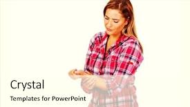  Presentation with carpal tunnel - Beautiful slide set featuring carpal tunnel syndrome - young woman has wrist pain backdrop and a white colored foreground