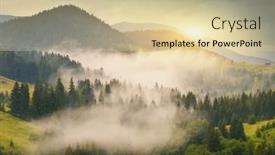  Presentation with morning sunrise - PPT theme having carpathian-mountain-range-at-early background and a lemonade colored foreground