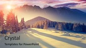  Presentation with solar tree evening landscape - Cool new slides with winter ski - fantastic evening landscape backdrop and a coral colored foreground