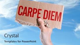  Presentation with sky - Beautiful slide deck featuring carpe diem card with sky background backdrop and a light blue colored foreground
