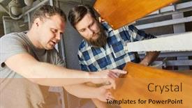  Presentation with quality control - Presentation having carpenter-apprentice-and-furniture-maker background and a gold colored foreground