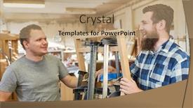  Presentation with apprentice - Amazing slide deck having carpenter-apprentice-and-instructor backdrop and a coral colored foreground