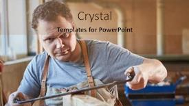  Presentation with woodworking - Theme featuring carpenter-apprentice-in-woodworking-debarks background and a coral colored foreground