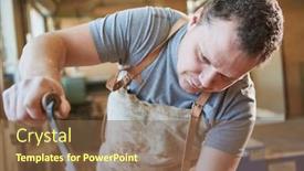  Presentation with apprentice - PPT layouts consisting of carpenter-apprentice-using-the-pull background and a violet colored foreground