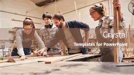  Presentation with carpenter - Colorful presentation theme enhanced with carpenter-apprentices-with-trainers backdrop and a coral colored foreground