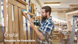  Presentation with checks - Cool new PPT theme with carpenter-as-a-furniture-maker backdrop and a coral colored foreground