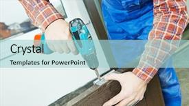  Presentation with door lock system - Cool new presentation with carpenter at interior wood door backdrop and a light blue colored foreground