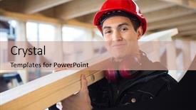  Presentation with shepherd carrying sheep on shoulder - Audience pleasing theme consisting of carpenter carrying wood on shoulder backdrop and a coral colored foreground