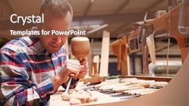  Presentation with chisel - Audience pleasing presentation theme consisting of carpenter carving wood using chisel backdrop and a tawny brown colored foreground