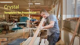  Presentation with lumber - Cool new PPT theme with carpenter-checks-a-piece backdrop and a tawny brown colored foreground