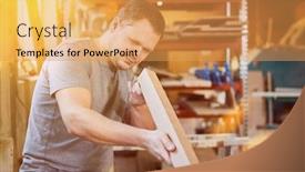  Presentation with lumber - Amazing presentation design having carpenter-checks-a-piece backdrop and a yellow colored foreground