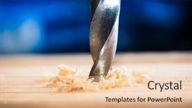  Presentation with drill - PPT theme consisting of carpenter construction - power drill bit closeup background and a lemonade colored foreground