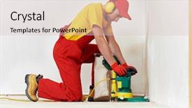  Presentation with carpenter - Beautiful PPT layouts featuring carpenter doing parquet wood floor backdrop and a lemonade colored foreground