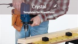  Presentation with drilling - PPT layouts enhanced with carpenter drilling into wooden plank background and a gray colored foreground