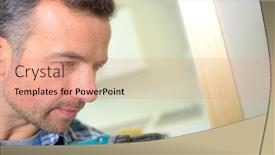  Presentation with drilling - PPT theme having carpenter-drilling background and a coral colored foreground