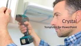  Presentation with drilling - Audience pleasing PPT layouts consisting of carpenter drilling backdrop and a coral colored foreground