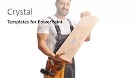  Presentation with carpenter - Theme featuring carpenter-holding-a-wooden-floor background and a  colored foreground