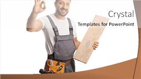  Presentation with carpenter - Presentation theme featuring carpenter-holding-a-wooden-floor background and a  colored foreground