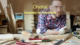 Presentation with carpenter - Colorful PPT layouts enhanced with carpenter in protective eyeglasses in his workshop backdrop and a tawny brown colored foreground
