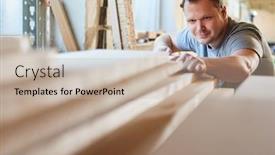  Presentation with carpenter - PPT layouts with carpenter-in-the-wood-warehouse background and a soft green colored foreground