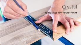  Presentation with carpenter - Presentation theme consisting of carpenter marking cut on parquet piece background and a lemonade colored foreground