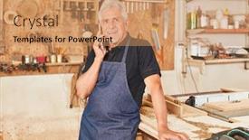  Presentation with customer service - Cool new presentation theme with carpenter-master-calls-the-mobile backdrop and a coral colored foreground