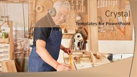  Presentation with carpenter - Presentation theme consisting of carpenter-master-while-measuring background and a coral colored foreground