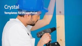  Presentation with builder - Presentation with carpenter-or-builder-wearing background and a teal colored foreground