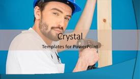 Presentation with builder - PPT theme consisting of carpenter-or-builder-wearing background and a coral colored foreground