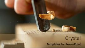  Presentation with chisel - Slide set enhanced with carpenter-planing-with-chisel-macro background and a coral colored foreground