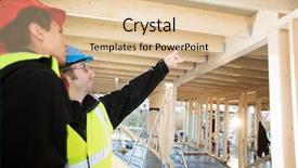  Presentation with roof - PPT theme featuring carpenter pointing on roof beam background and a lemonade colored foreground