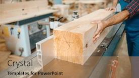  Presentation with plane - PPT layouts featuring carpenter-processes-wooden-beam background and a coral colored foreground