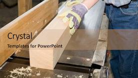  Presentation with woodworking - Beautiful PPT layouts featuring carpenter sawman works on woodworking backdrop and a coral colored foreground
