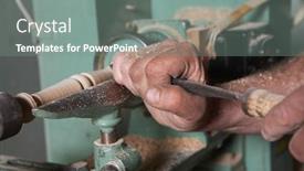  Presentation with lathe - PPT theme with carpenter-shaping-wood background and a gray colored foreground