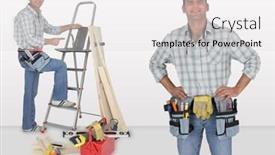  Presentation with carpenter - Amazing presentation theme having carpenter stood with ladder backdrop and a light gray colored foreground
