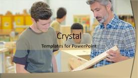  Presentation with apprentice - Amazing theme having carpenter talking to apprentice backdrop and a coral colored foreground