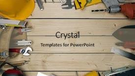  Presentation with wood tools - Beautiful PPT theme featuring carpenter tools on natural wood backdrop and a coral colored foreground
